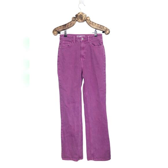 Zara Jeans Pink Purple Straight Leg High Rise 6 - Picture 1 of 8